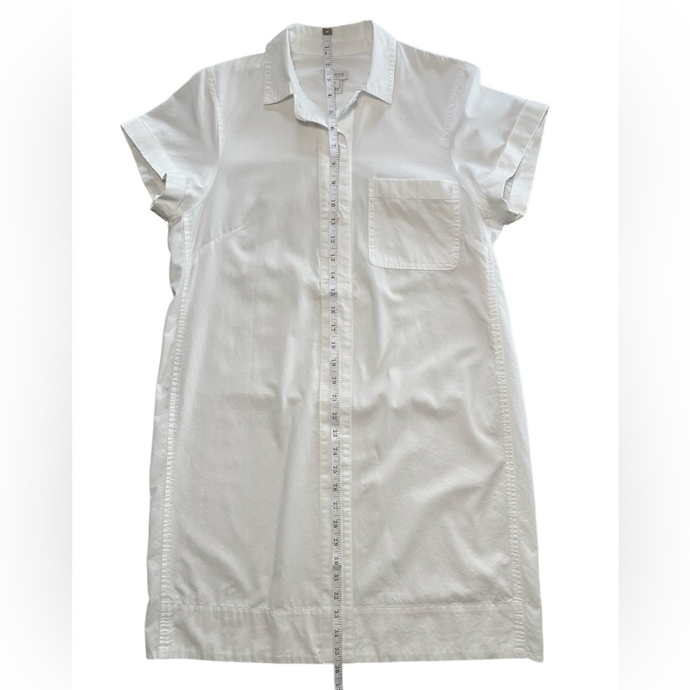 EUC J. CREW 100% Cotton White Button Front Short Sleeve Shift/Shirt Dress Size 6 - Picture 8 of 12